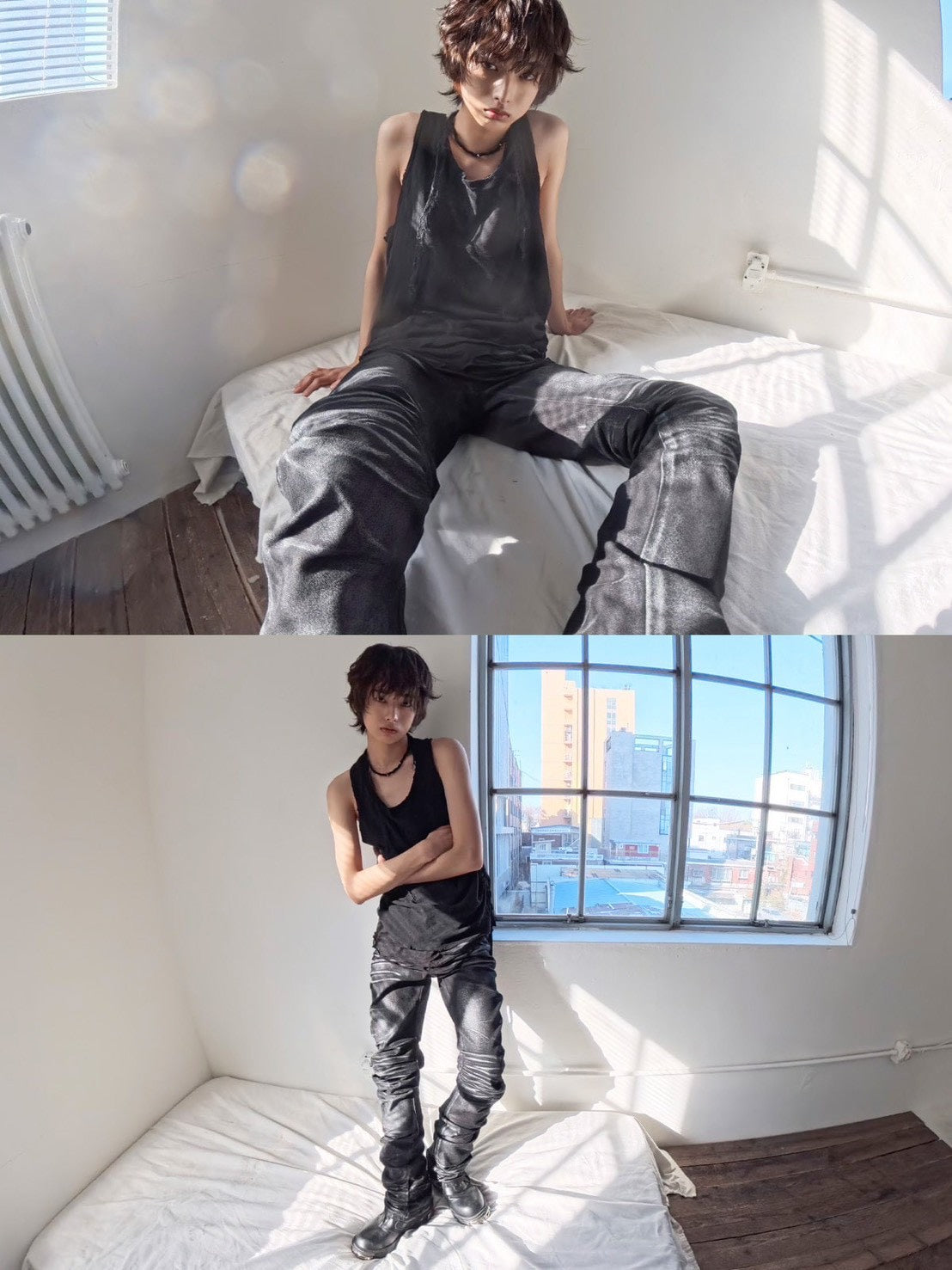 【LECYTO】Layered Shirring Sleeveless