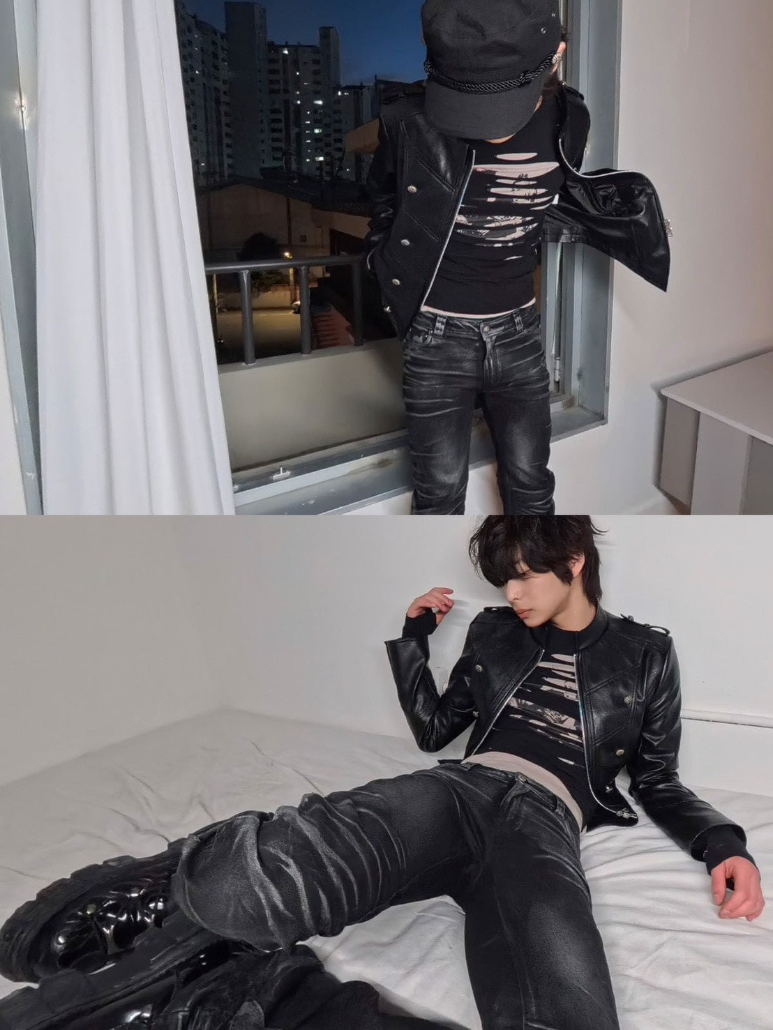 【LECYTO】Shadow Washed Curved Denim Pants