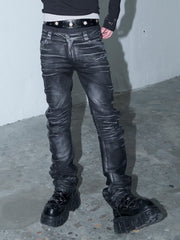 【LECYTO】Shadow Washed Curved Denim Pants