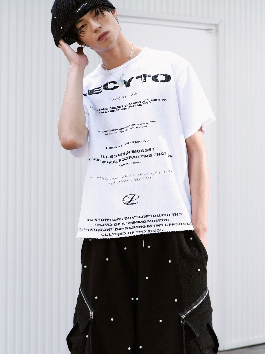 【LECYTO】Destroyed Oversized Logo T-Shirt