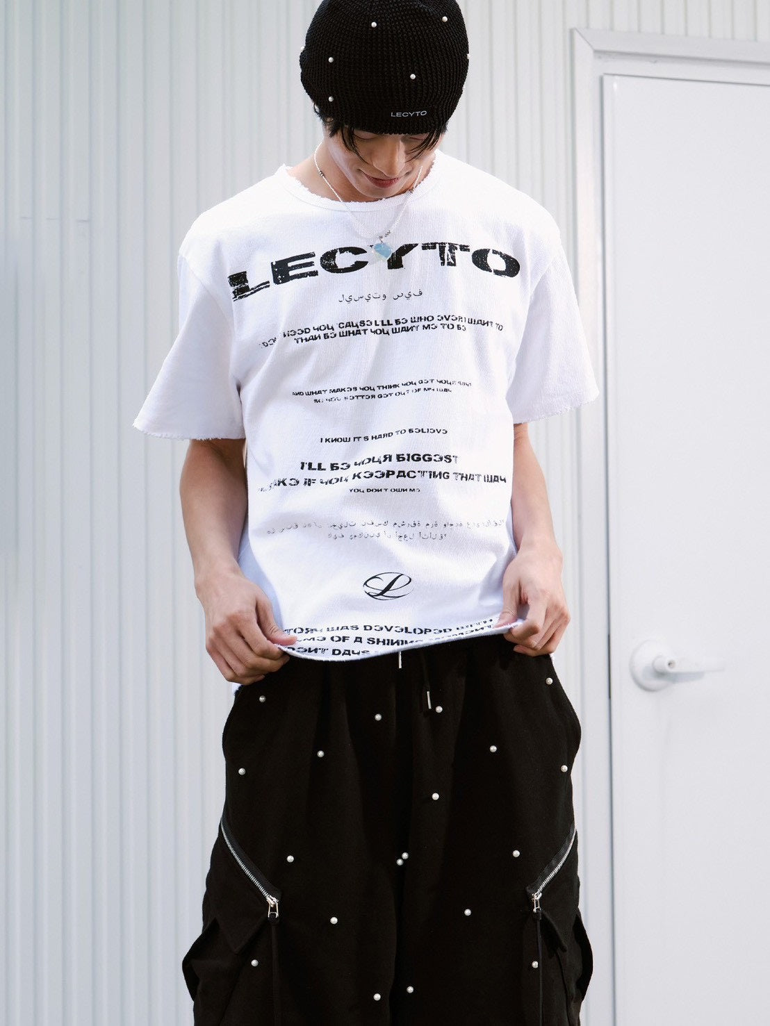 【LECYTO】Destroyed Oversized Logo T-Shirt