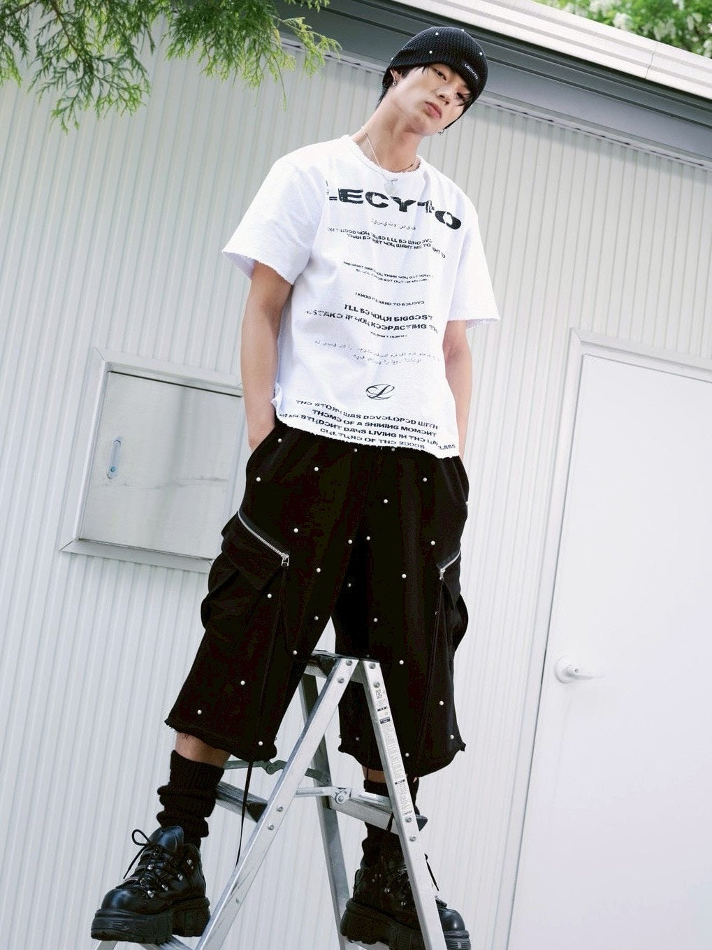 【LECYTO】Destroyed Oversized Logo T-Shirt