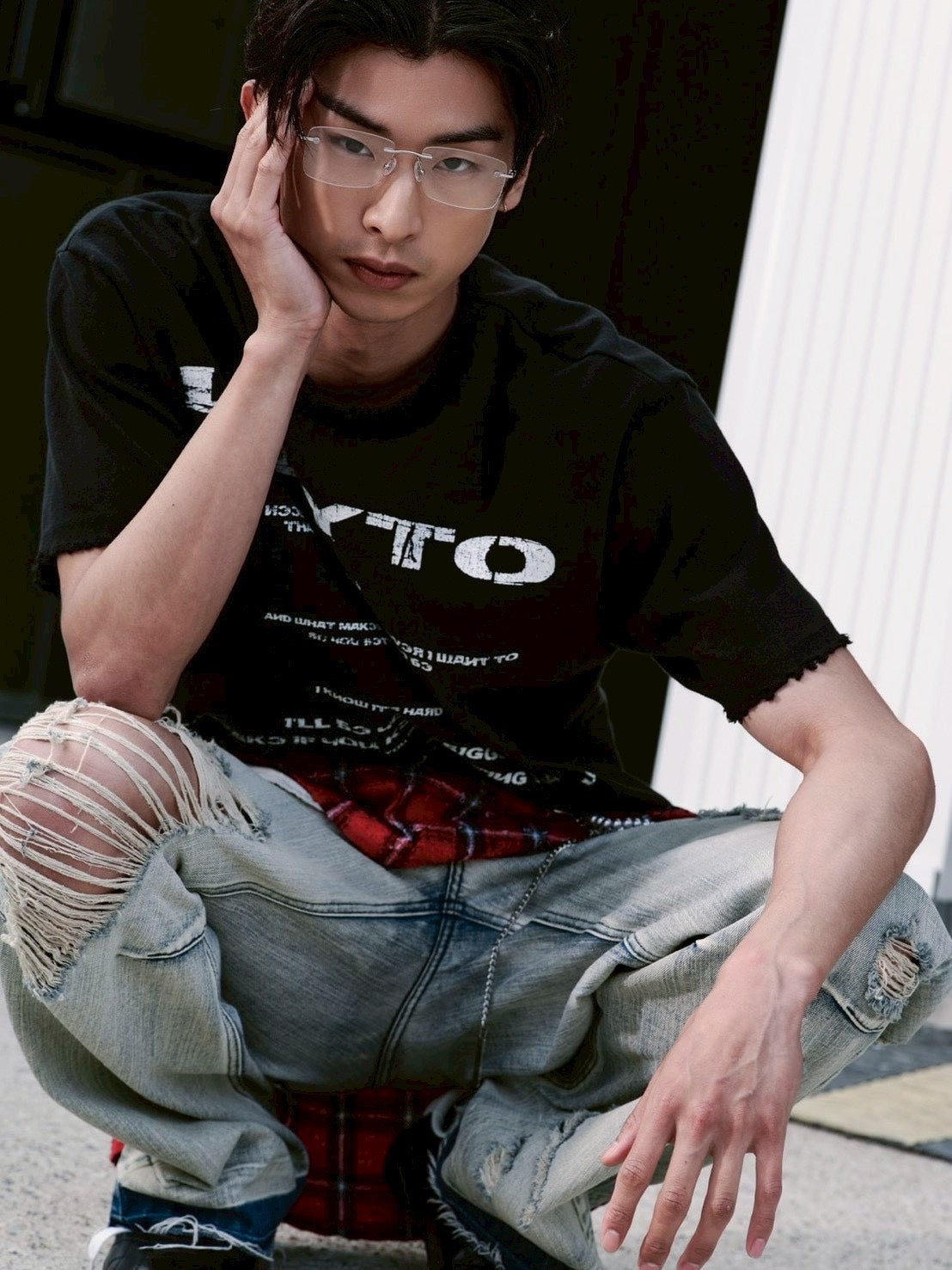 【LECYTO】Destroyed Oversized Logo T-Shirt