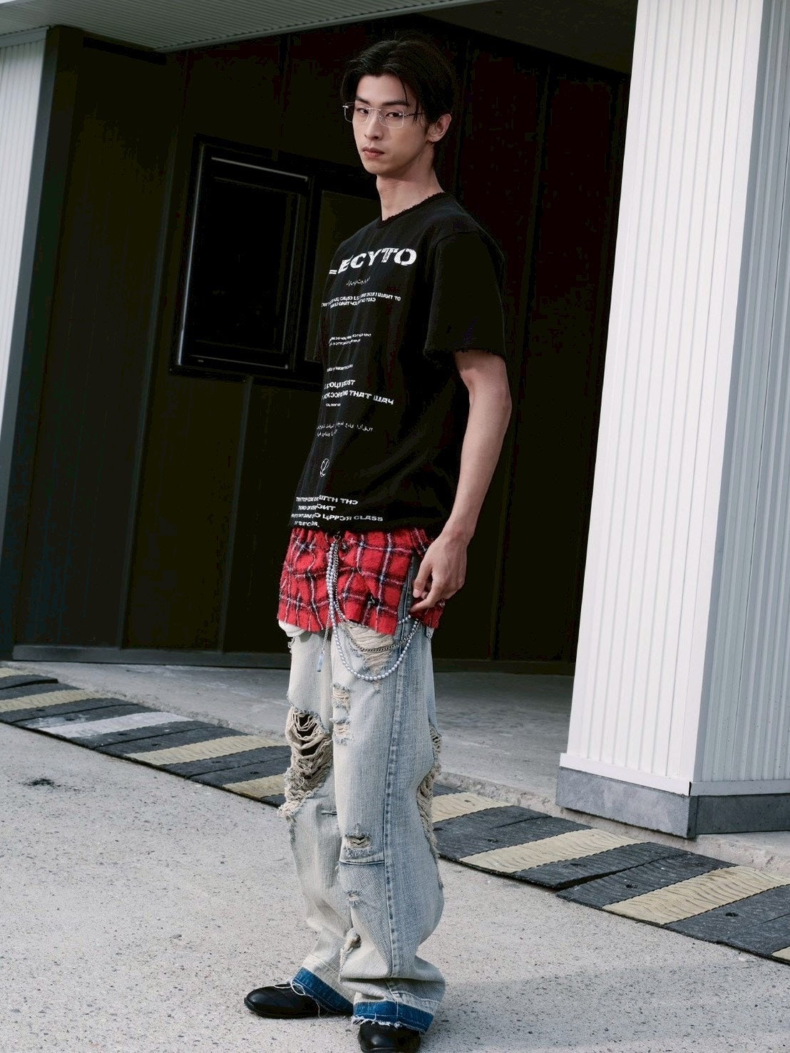 【LECYTO】Destroyed Oversized Logo T-Shirt