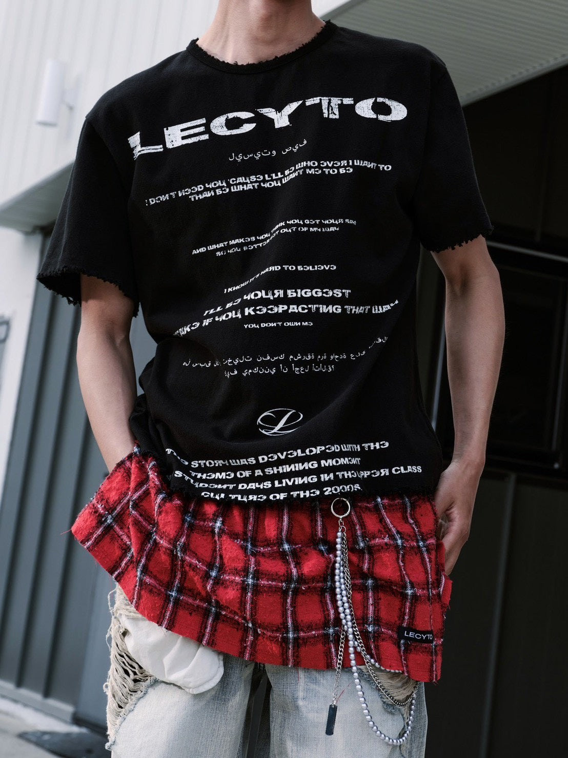 【LECYTO】Destroyed Oversized Logo T-Shirt