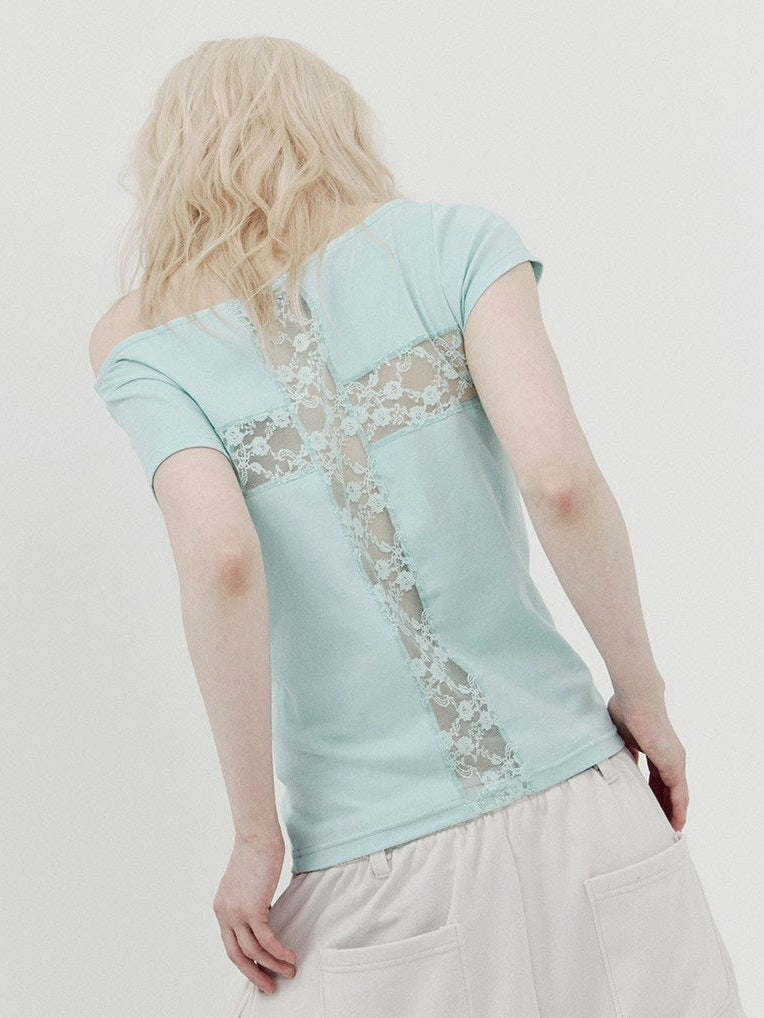 【SETUP-EXE】LACE CROSS T-SHIRT