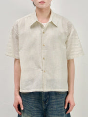 受注制【Chikashitsu +】seersucker crop shirt (2color)