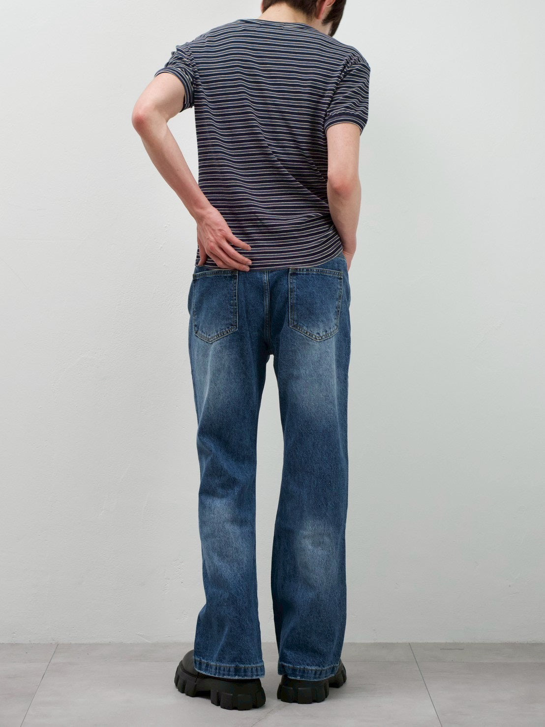 受注制【Chikashitsu +】muscle fit stripe t-shirt (3color)