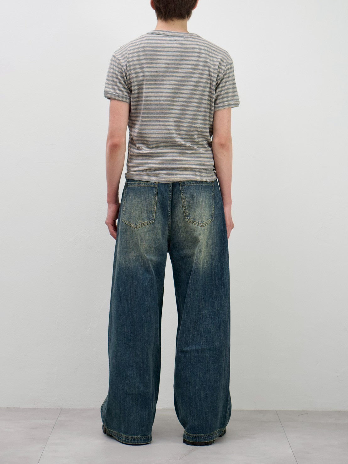 受注制【Chikashitsu +】muscle fit stripe t-shirt (3color)