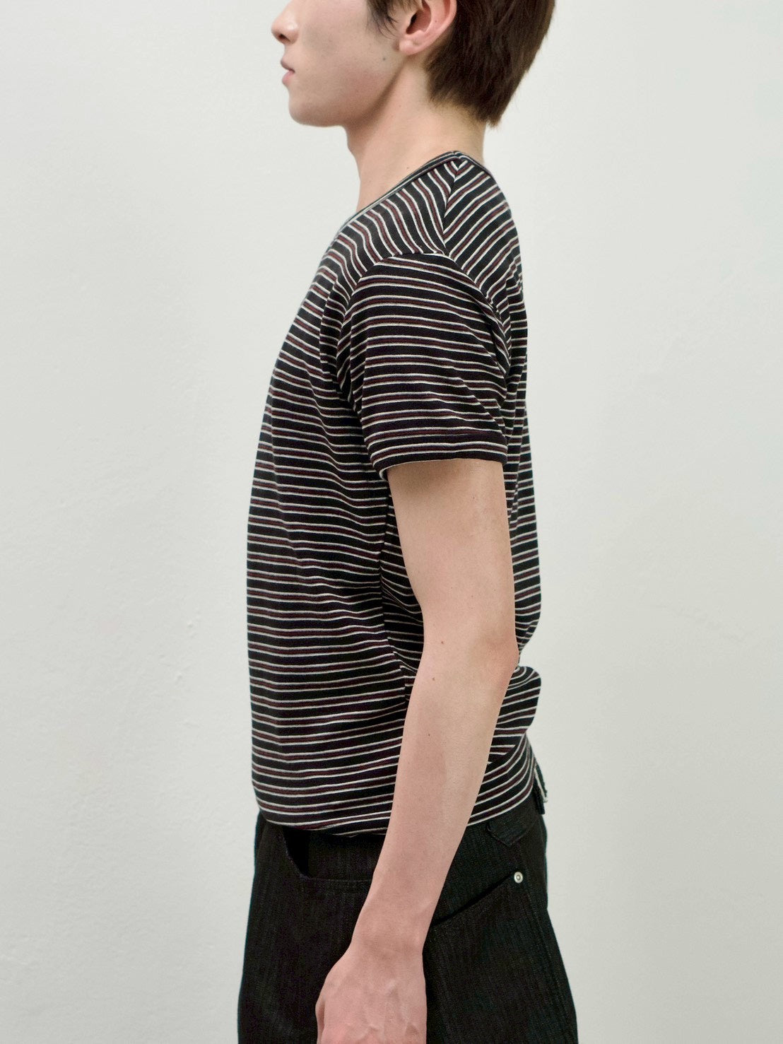 受注制【Chikashitsu +】muscle fit stripe t-shirt (3color)