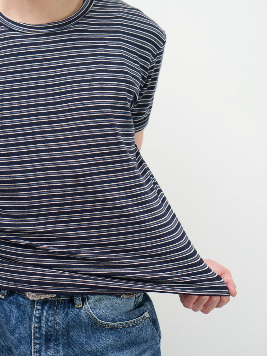 受注制【Chikashitsu +】muscle fit stripe t-shirt (3color)