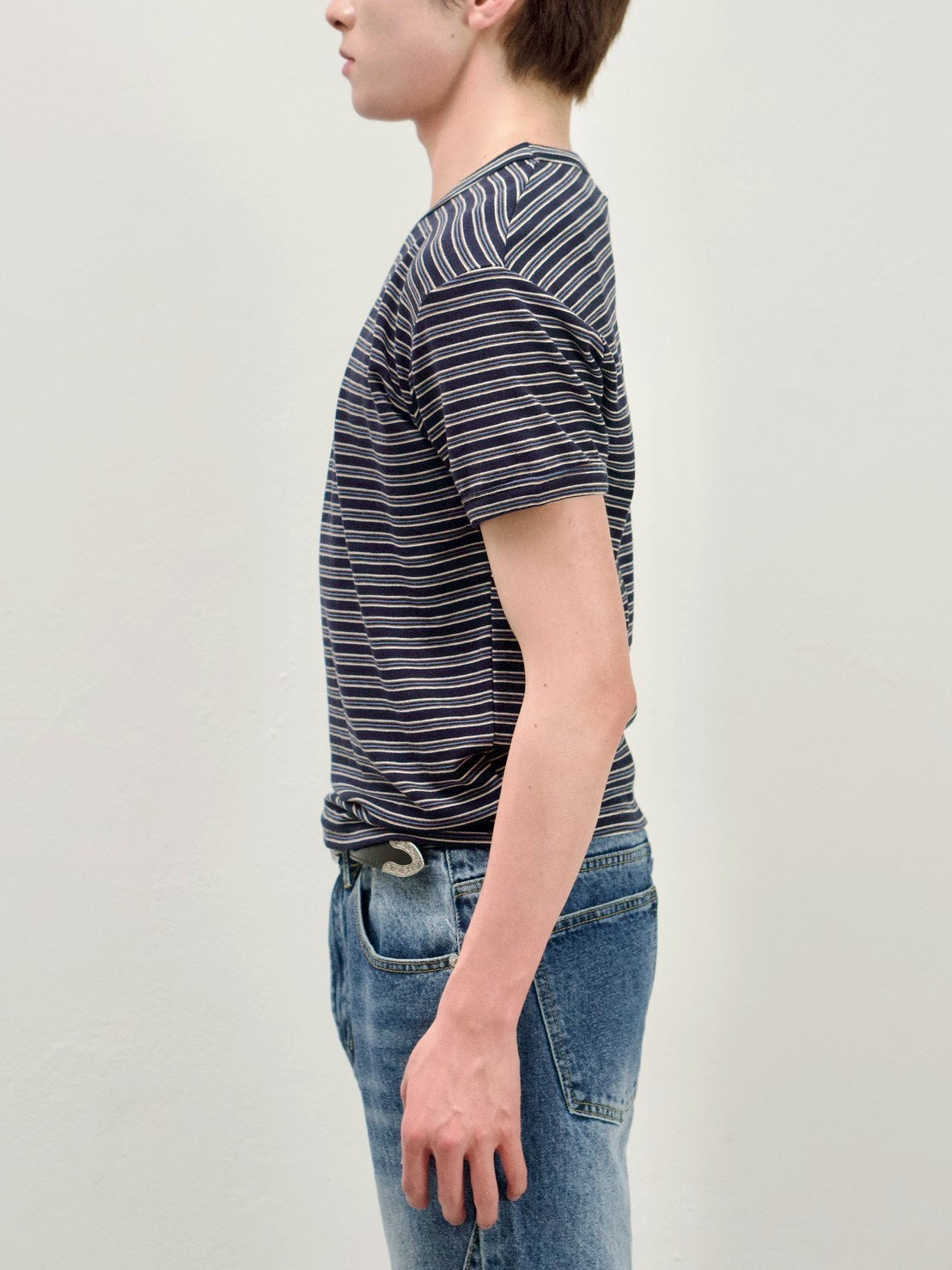 受注制【Chikashitsu +】muscle fit stripe t-shirt (3color)
