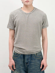 受注制【Chikashitsu +】muscle fit stripe t-shirt (3color)
