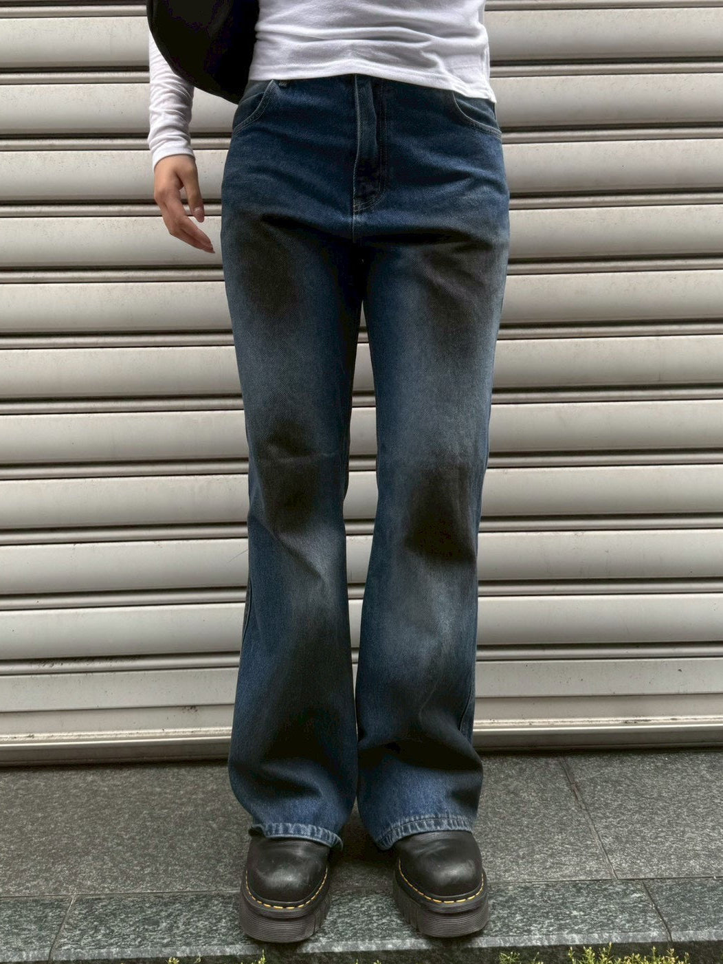受注制【Chikashitsu +】dirty wash flare denim pants