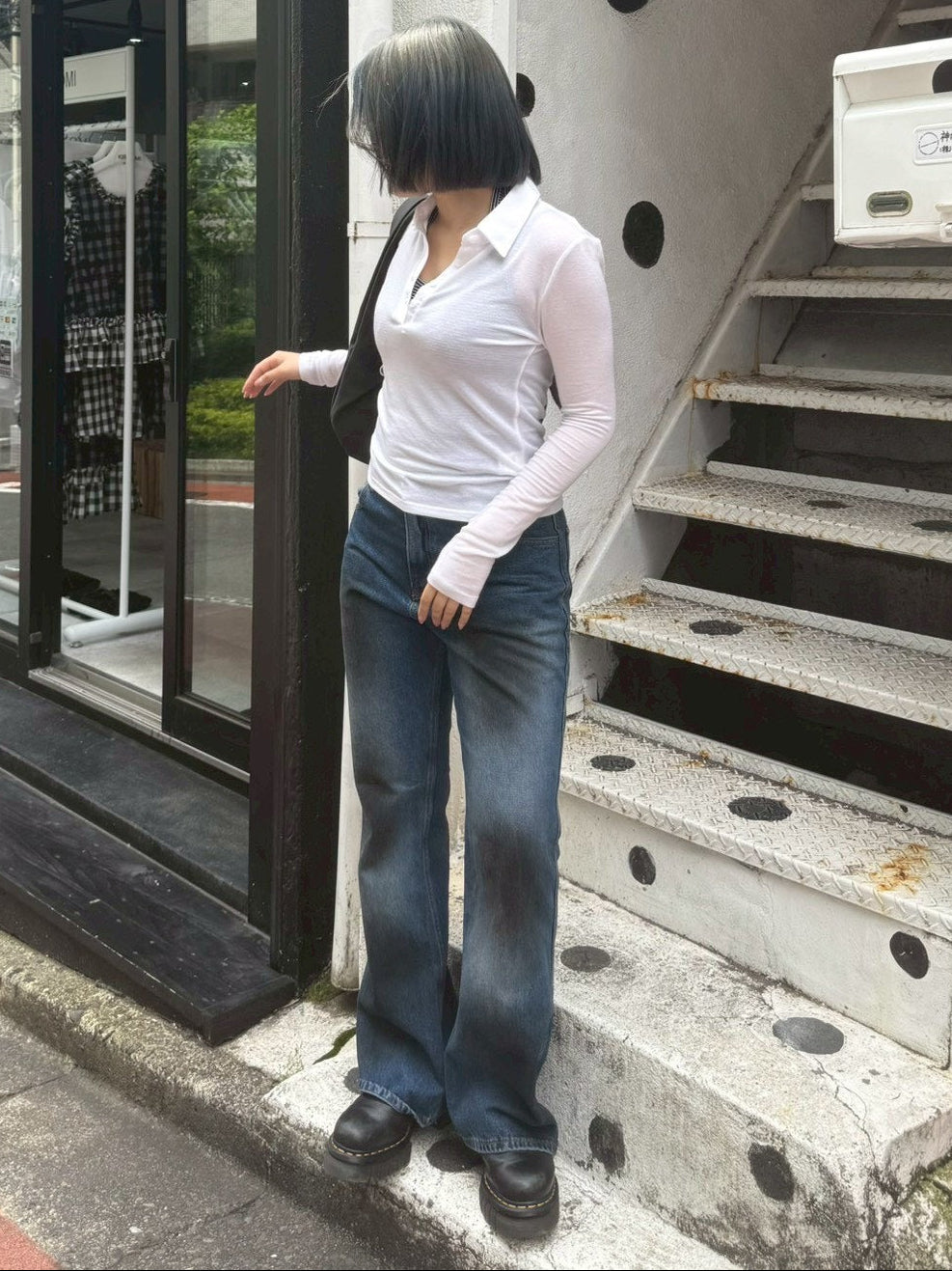 受注制【Chikashitsu +】dirty wash flare denim pants