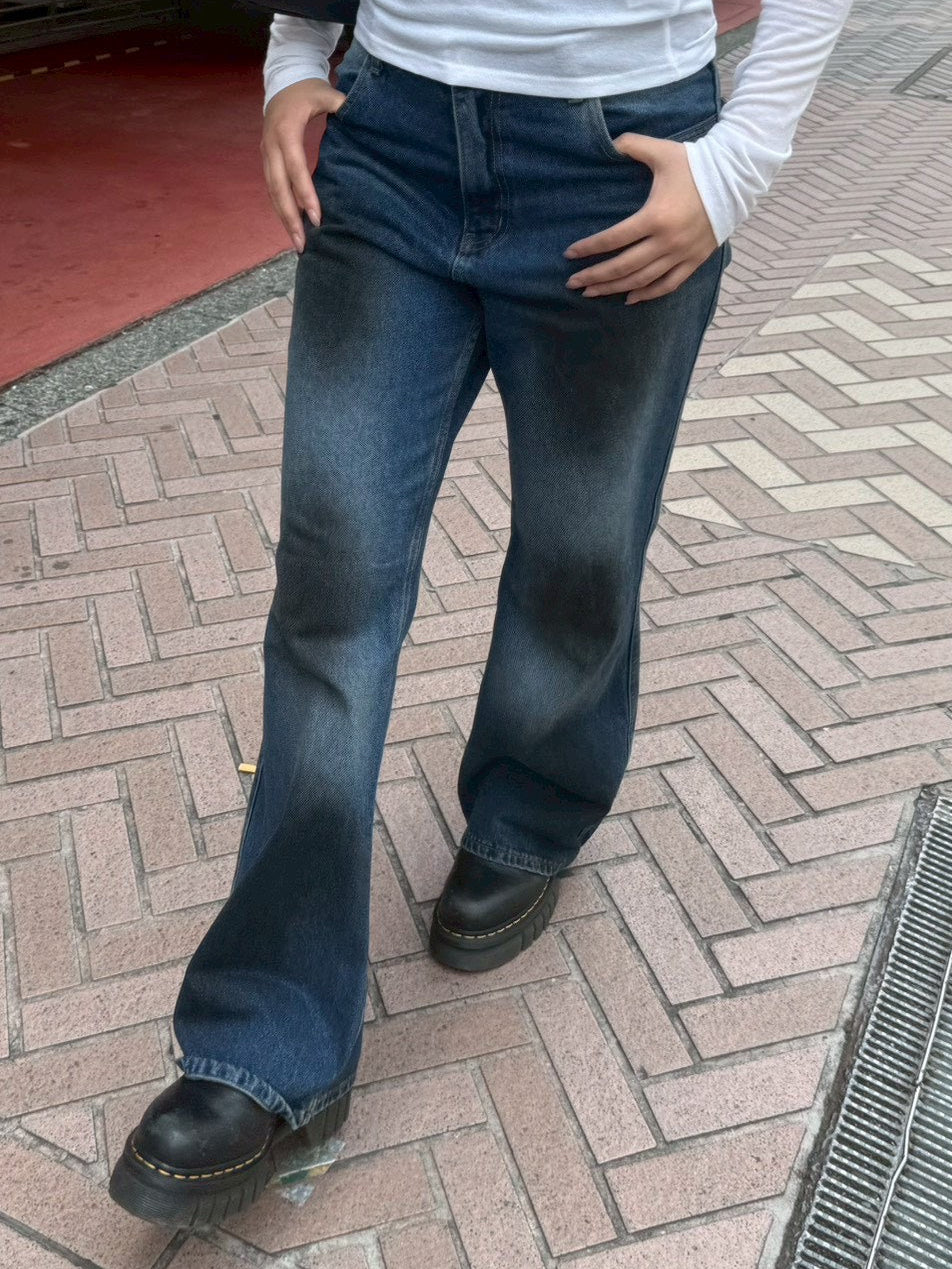 受注制【Chikashitsu +】dirty wash flare denim pants