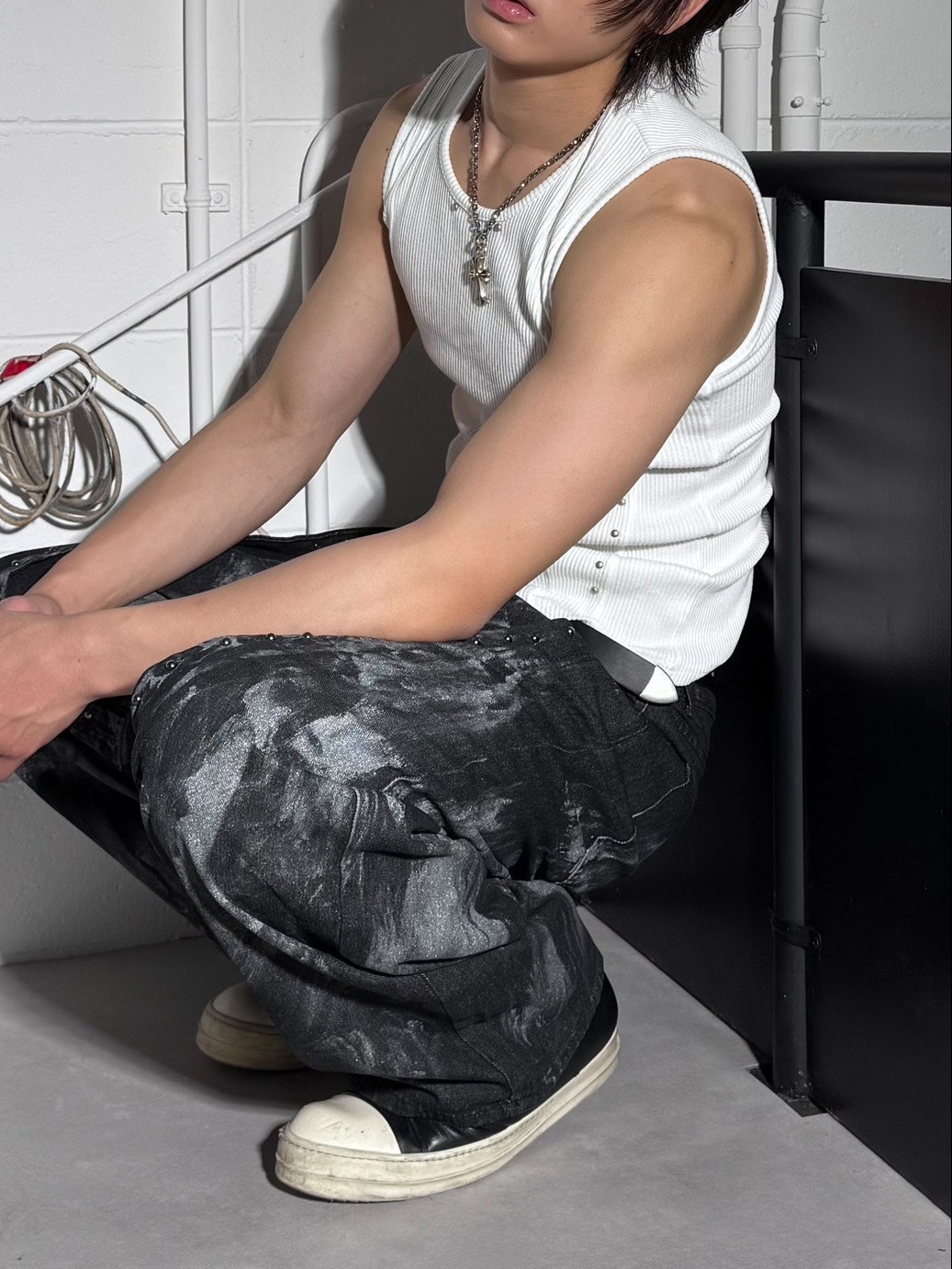 HEP FIVE店WEB限定受注制【Chikashitsu +】studs rib sleeveless (2color)