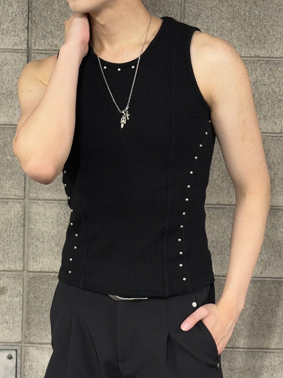 HEP FIVE店WEB限定受注制【Chikashitsu +】studs rib sleeveless (2color)