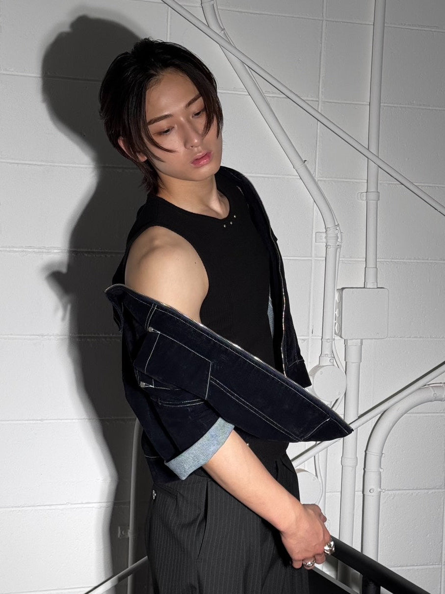 HEP FIVE店WEB限定受注制【Chikashitsu +】studs rib sleeveless (2color)