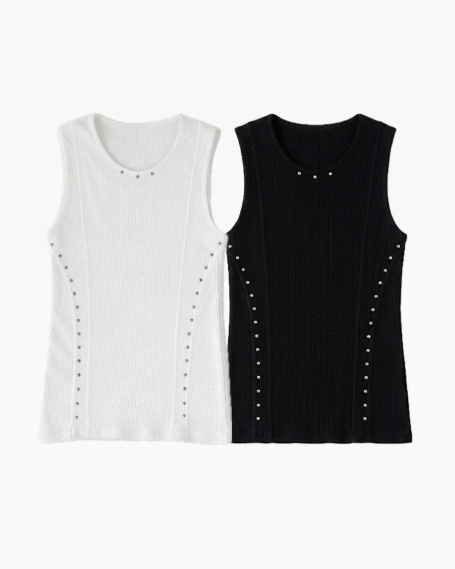 HEP FIVE店WEB限定受注制【Chikashitsu +】studs rib sleeveless (2color)