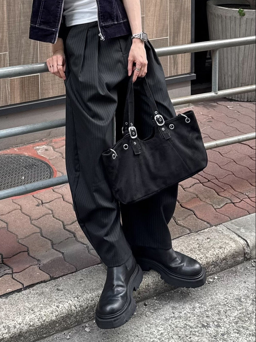 HEP FIVE店WEB限定受注制【Chikashitsu +】double tuck stripe slacks