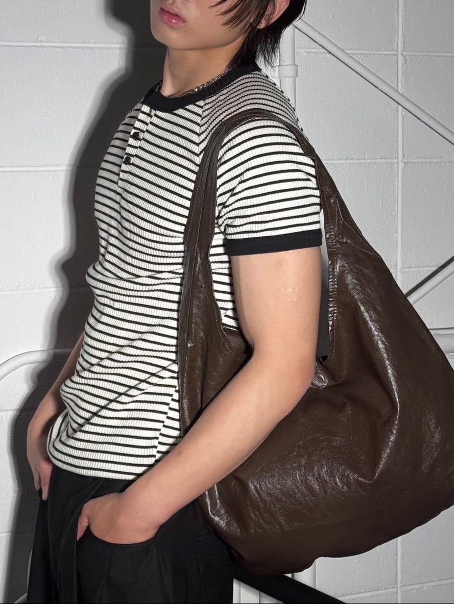 HEP FIVE店WEB限定受注制【Chikashitsu +】stripe ringer henley neck tee (2color)