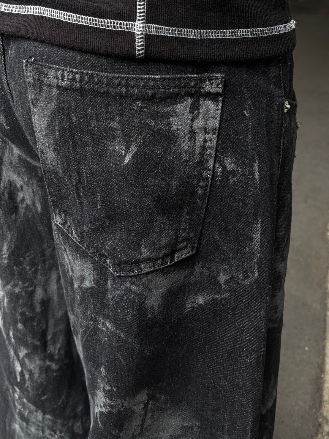HEP FIVE店WEB限定受注制【Chikashitsu +】art washing studs denim pants