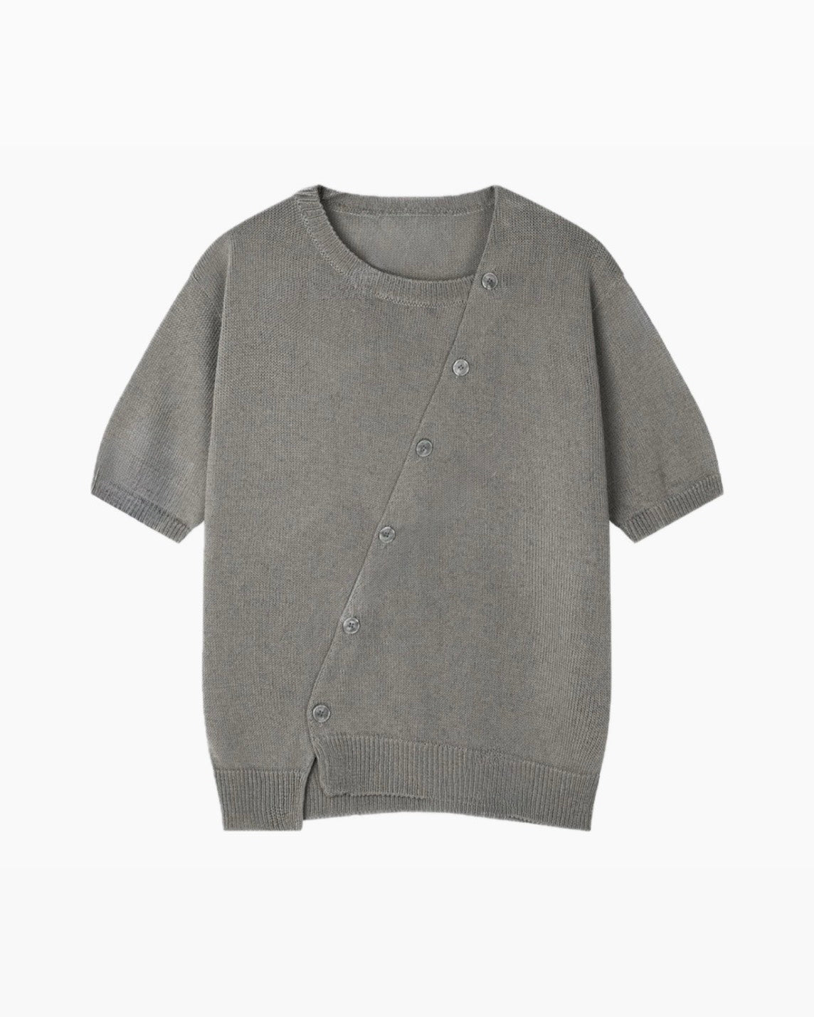 HEP FIVE店WEB限定受注制【Chikashitsu +】diagonal button half sleeve knit cardigan (3color)