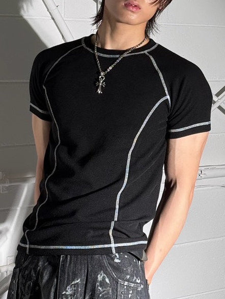 HEP FIVE店WEB限定受注制【Chikashitsu +】contrast stitch slim tee (3color)