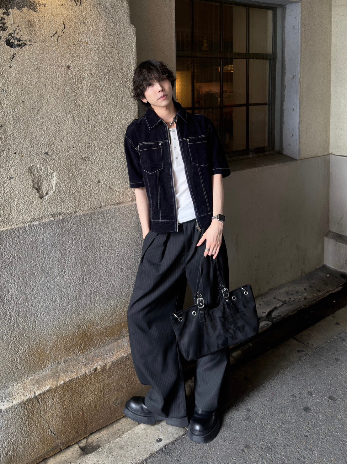 HEP FIVE店WEB限定受注制【Chikashitsu +】eyelet suede shoulder bag (2color)