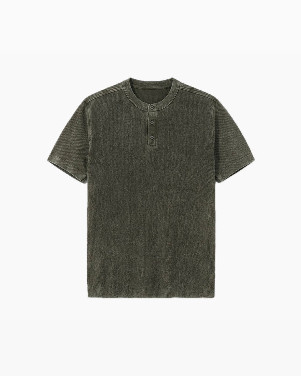 HEP FIVE店WEB限定受注制【Chikashitsu +】pigment wash henley neck knit tee (2color)