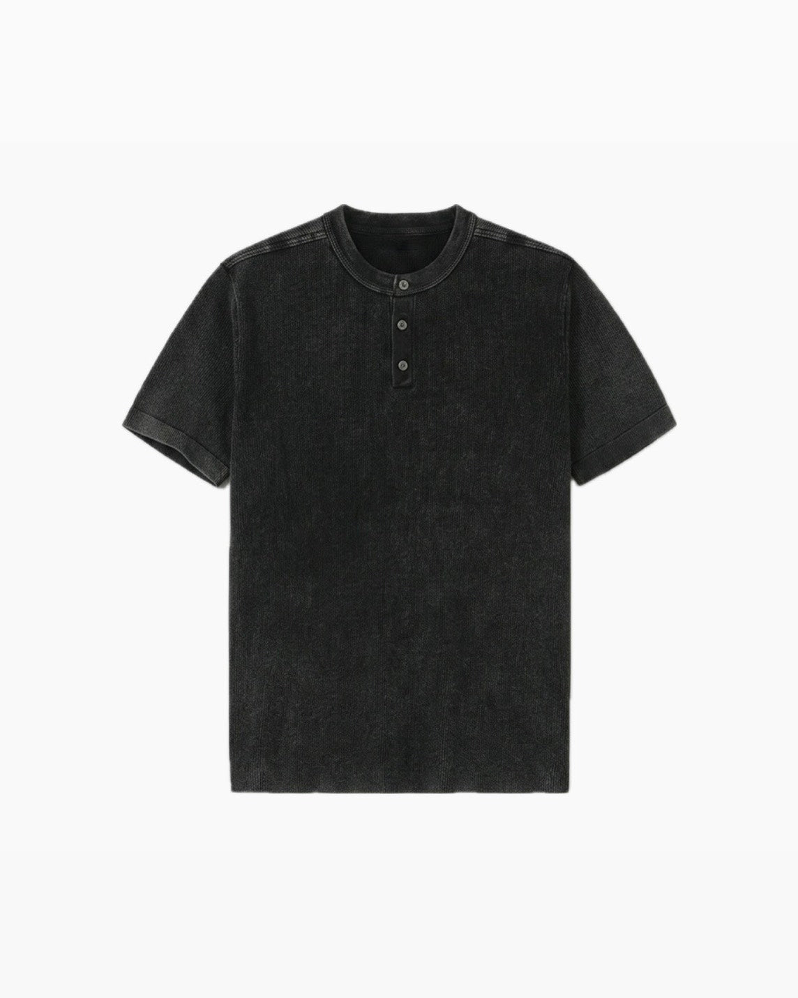 HEP FIVE店WEB限定受注制【Chikashitsu +】pigment wash henley neck knit tee (2color)