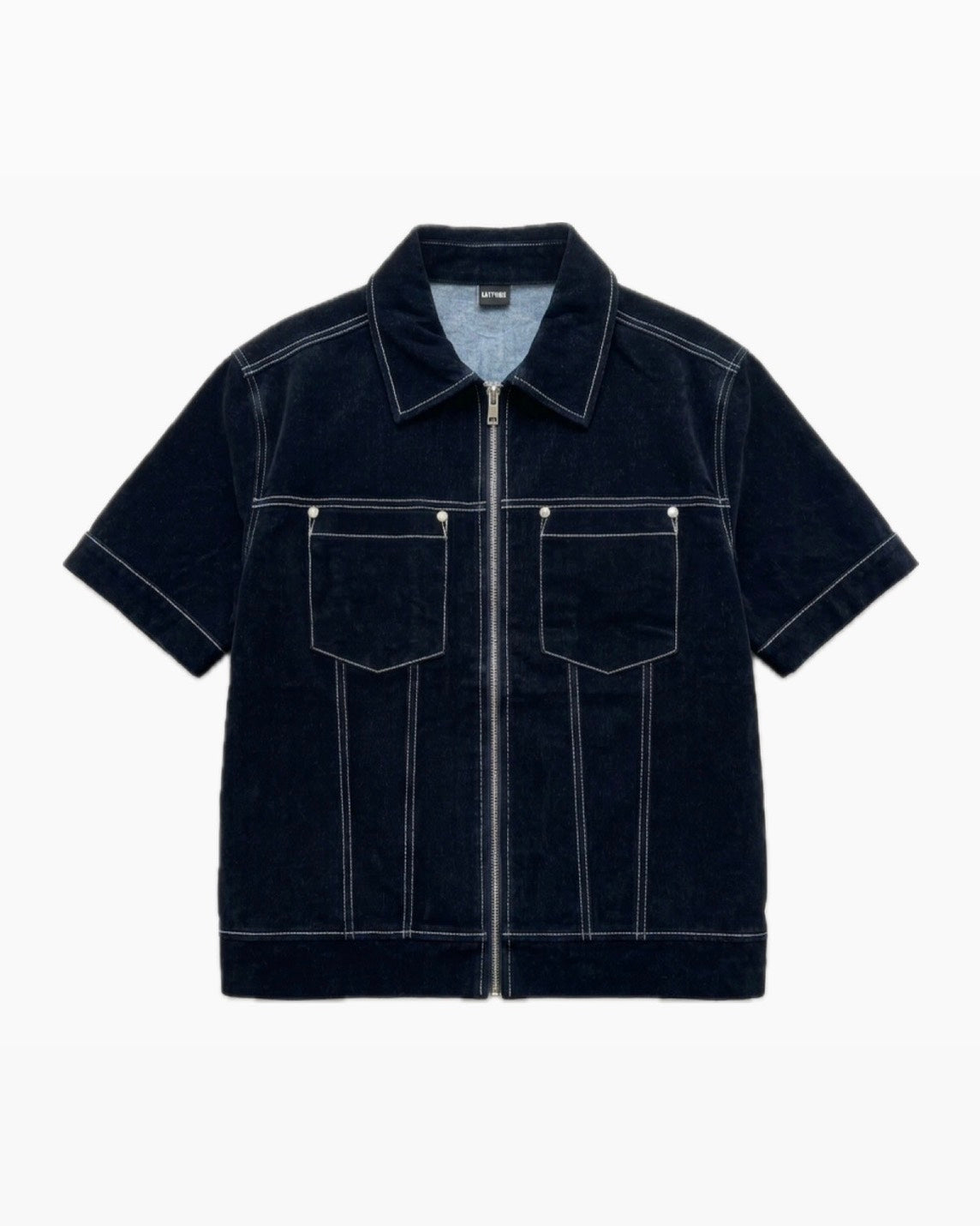 HEP FIVE店WEB限定受注制【Chikashitsu +】velour denim half sleeve zip-up jacket (2color)