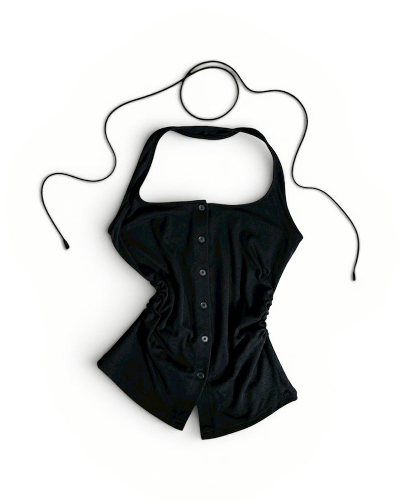 受注制【OaKS】eyelet halter tank top (2color)