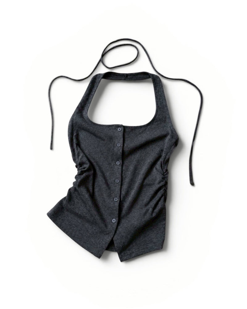 受注制【OaKS】eyelet halter tank top (2color)