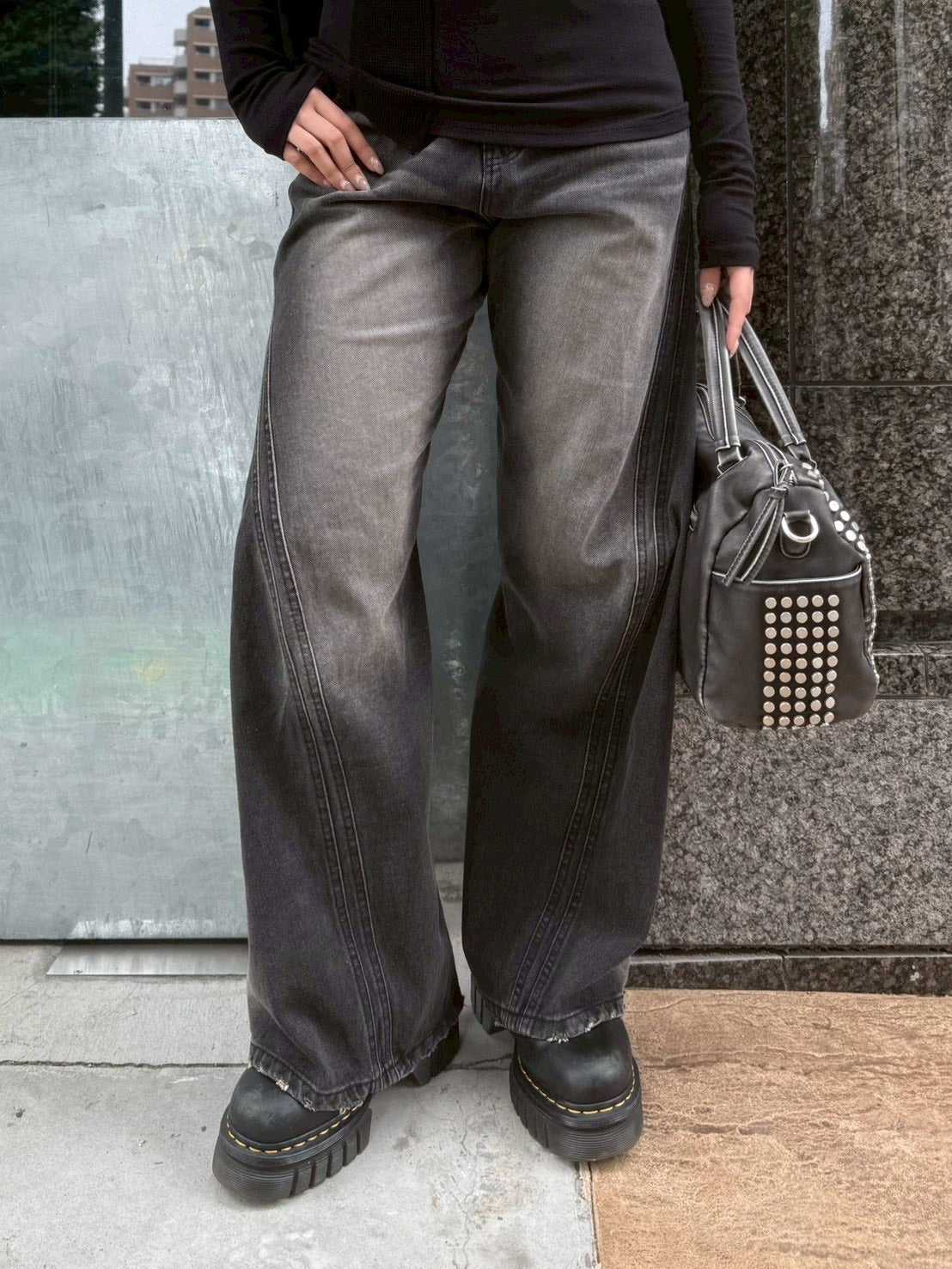 【OaKS】Three-dimensional denim pants (2color)