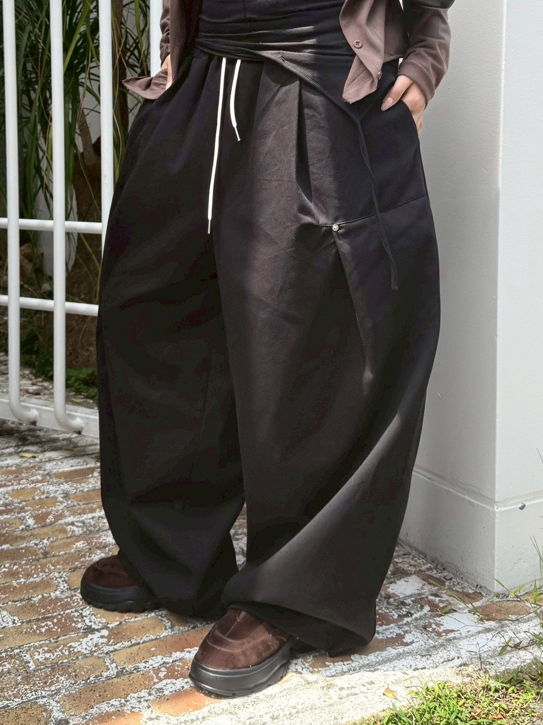 受注制【OaKS】work rivet pin-tuck pants (3color)