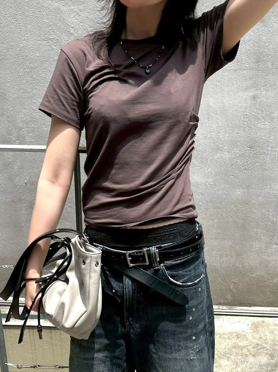 【OaKS】pintuck pleated t-shirt (3color)