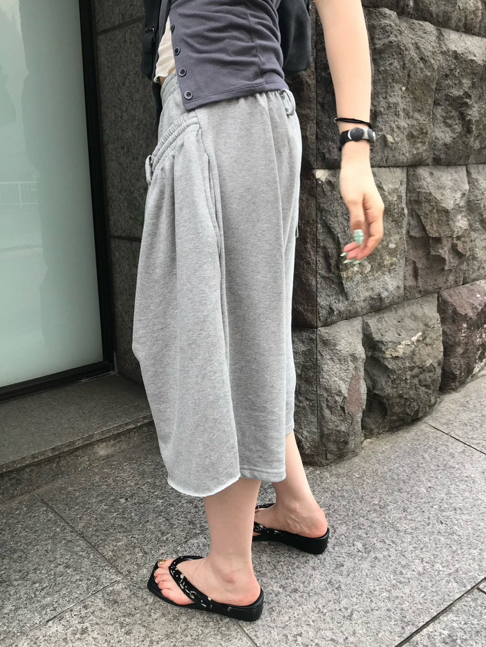 受注制【OaKS】layered sweat shorts (2color)