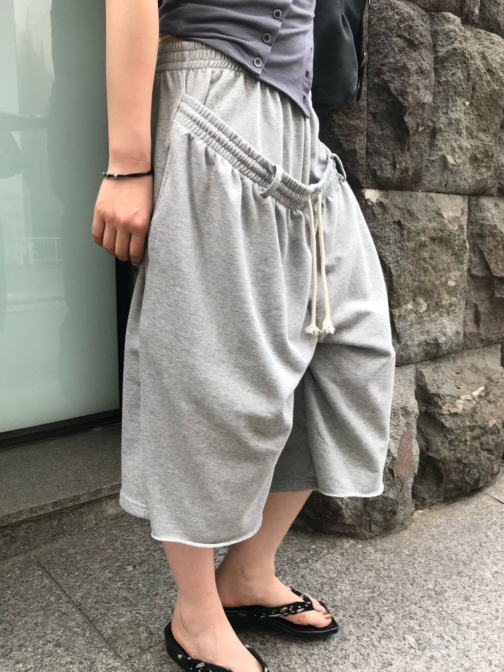 受注制【OaKS】layered sweat shorts (2color)