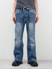 受注制【Chikashitsu +】washed bootscut denim pants(black)