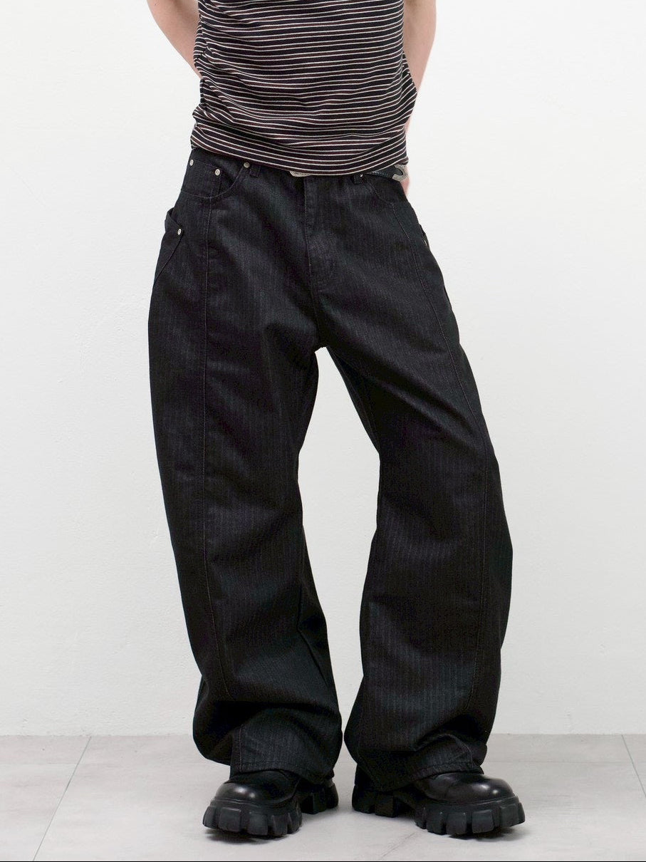 受注制【Chikashitsu +】herringbone curve pants (2color)