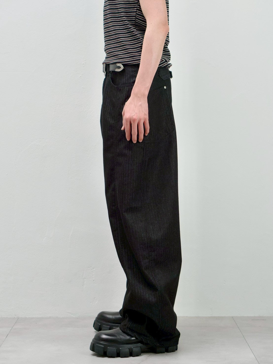 受注制【Chikashitsu +】herringbone curve pants (2color)