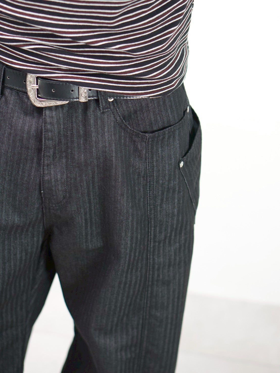 受注制【Chikashitsu +】herringbone curve pants (2color)