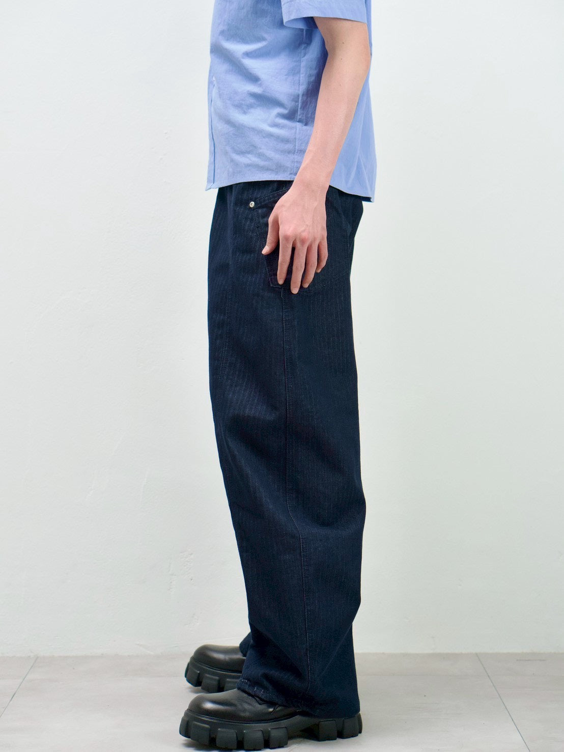 受注制【Chikashitsu +】herringbone curve pants (2color)