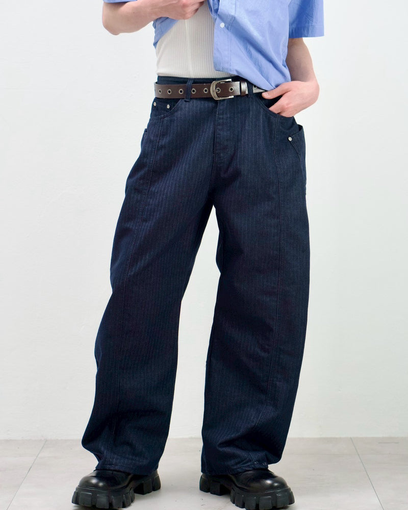 受注制【Chikashitsu +】herringbone curve pants (2color)