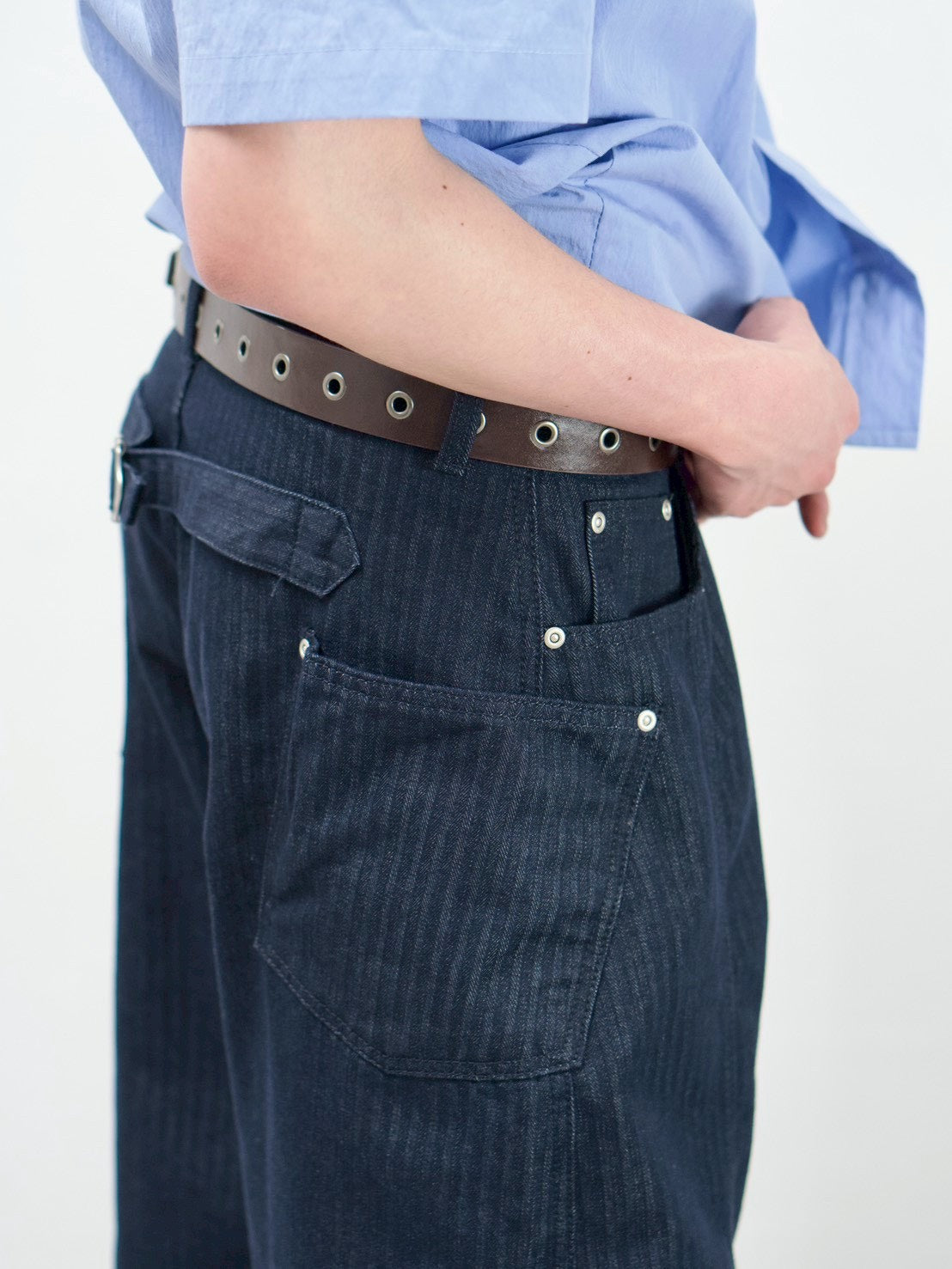 受注制【Chikashitsu +】herringbone curve pants (2color)