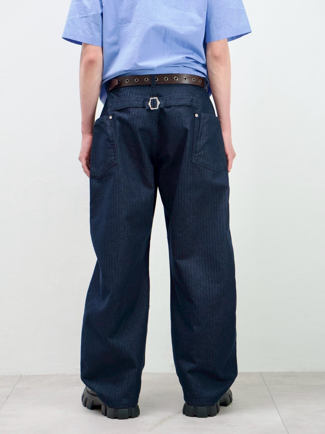 受注制【Chikashitsu +】herringbone curve pants (2color)