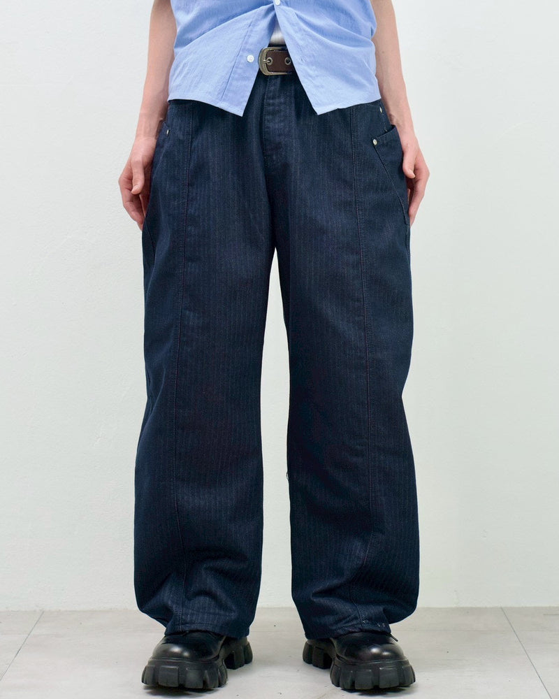 受注制【Chikashitsu +】herringbone curve pants (2color)