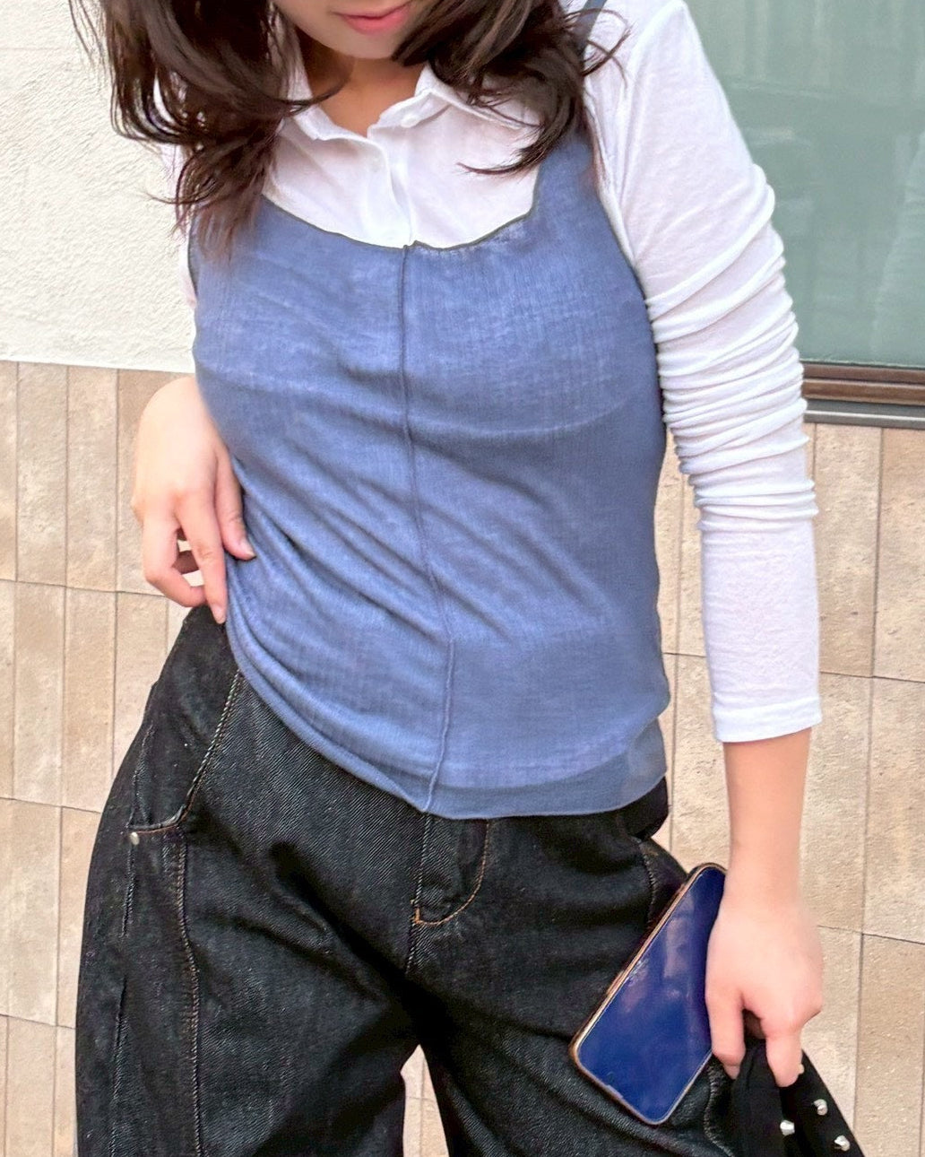 【OaKS】see-through sleeveless top (4color)
